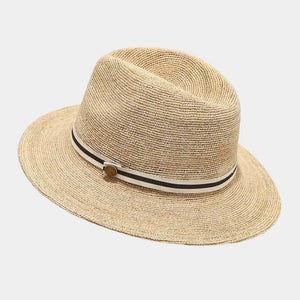 Raffia grass Imported Size & hat in black with fedora silhouette