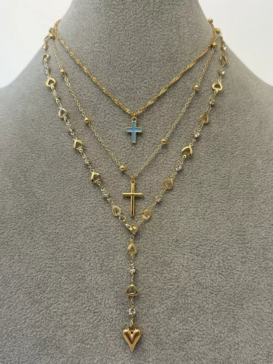 Gold with necklace with layered 8