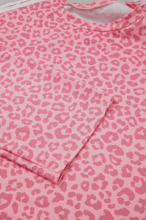 two-piece set featuring leopard-print, striped in Dusty Pink with 100% polyester Care instructions: Machine wash cold texture
