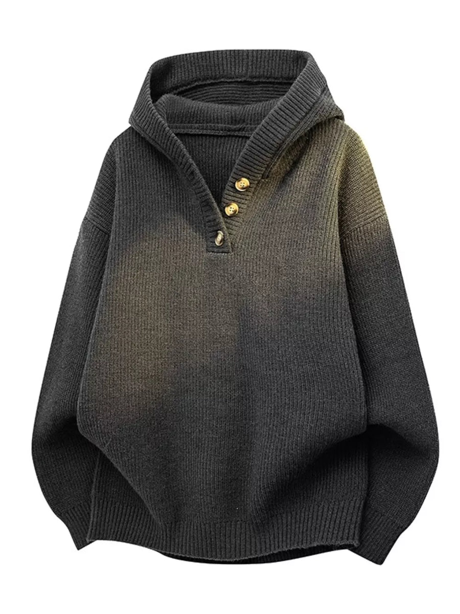 Black relaxed pullover sweater with hooded