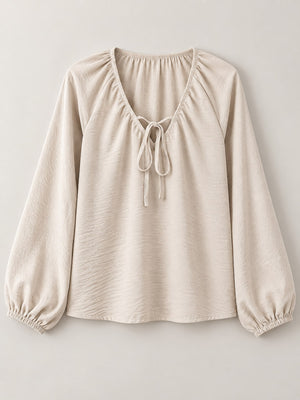 Apricot relaxed blouse with v-neck