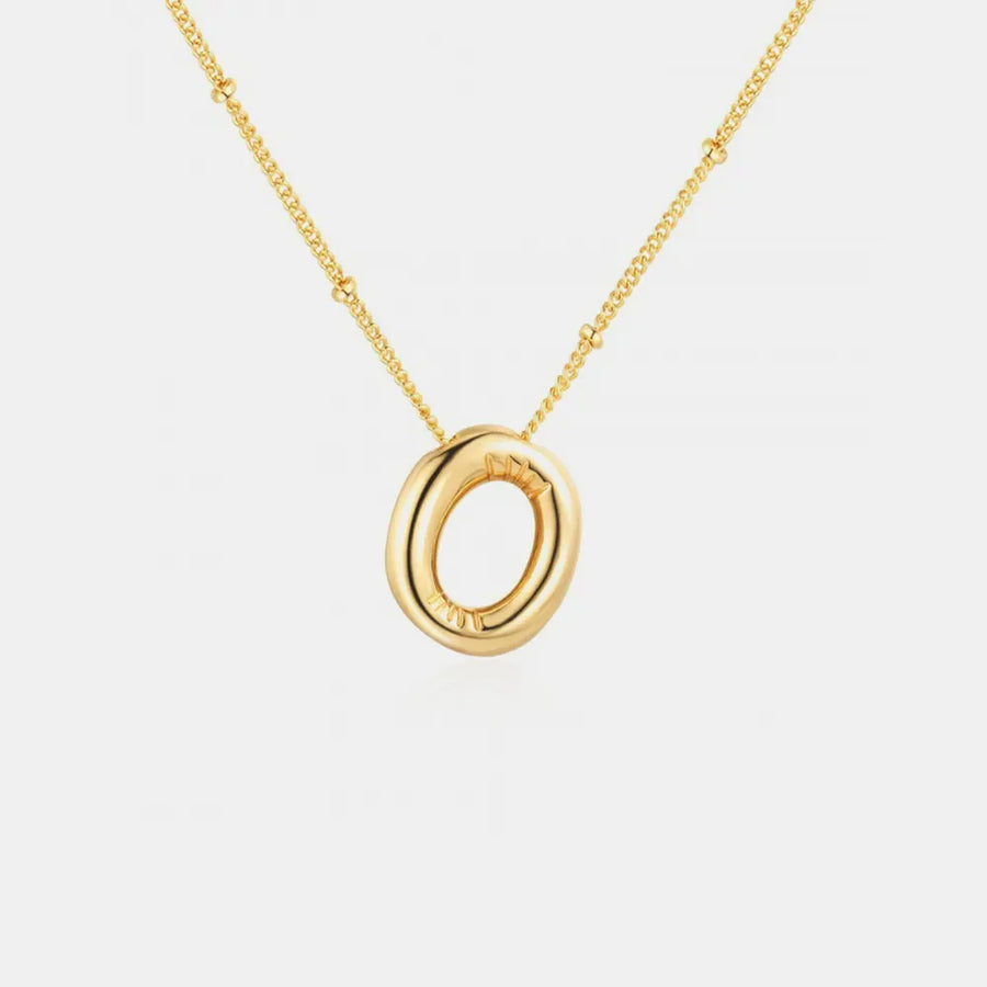 Gold initial pendant necklace with beaded chain