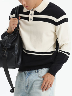 pullover sweater featuring color-block, striped in cream with 95%polyester,5%spandex Care instructions: Machine wash cold
