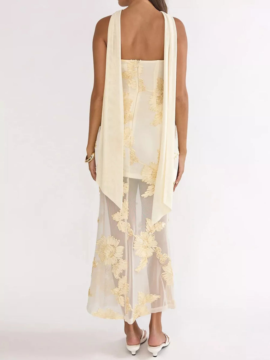 Black maxi dress with maxi and back-zip
