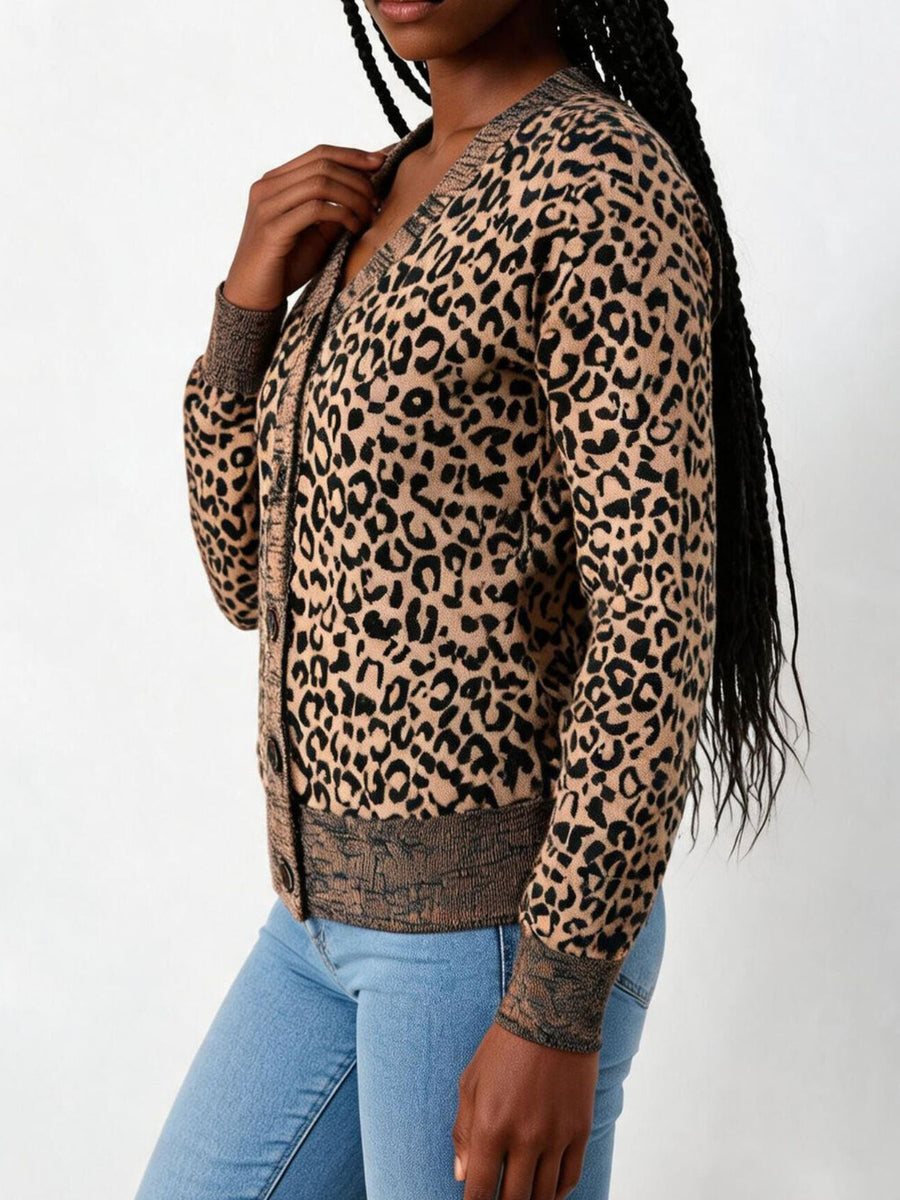 tan cardigan with cropped and button-front