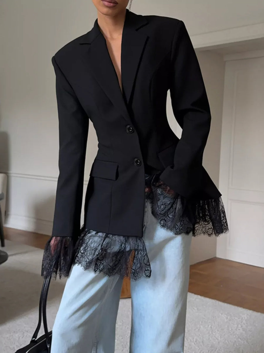 edgy blazer in White with notch lapel