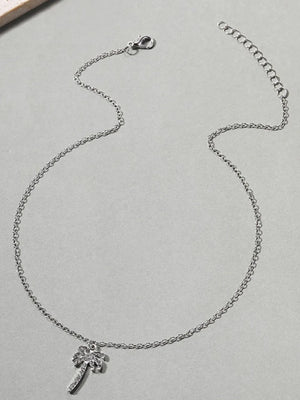 necklace in gold with palm tree motif and adjustable chain