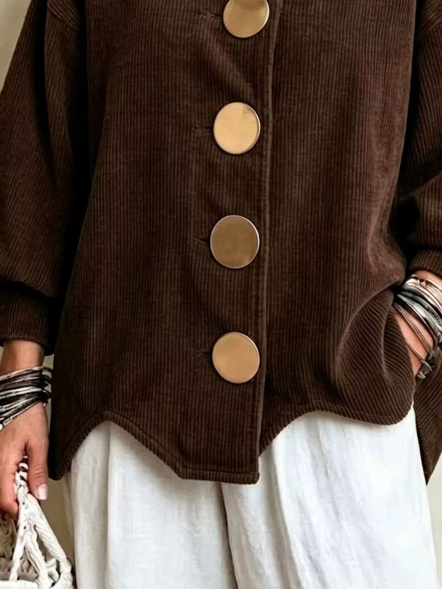 jacket in Gray with collared and hip-length