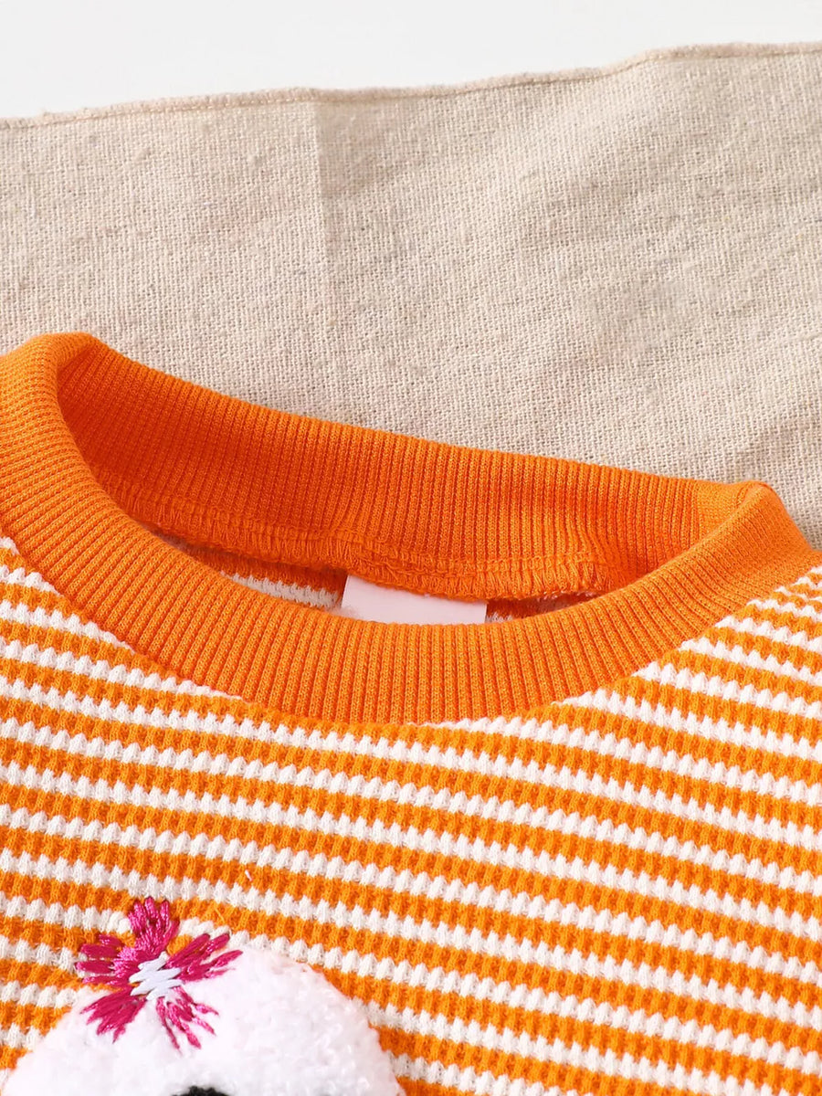 pajama set featuring striped in Orange with 65% cotton, 35% polyester Care instructions: Machine wash cold texture