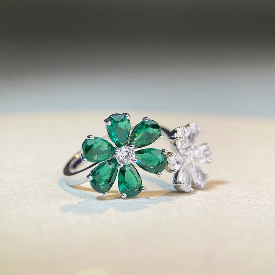 ring featuring floral in silver with 925 sterling silver,Zircon Care instructions: While wearing the pearl jewelry, a texture