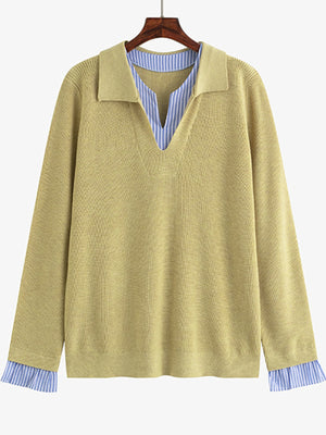 Yellow pullover sweater with hip-length and pullover