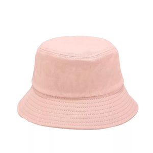Wide Brim Bucket Hat in blush pink with wide brim