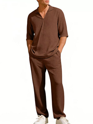 Black relaxed lounge set with collared