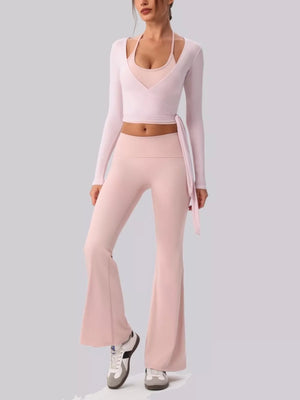 athleisure activewear set in Blush Pink with halter