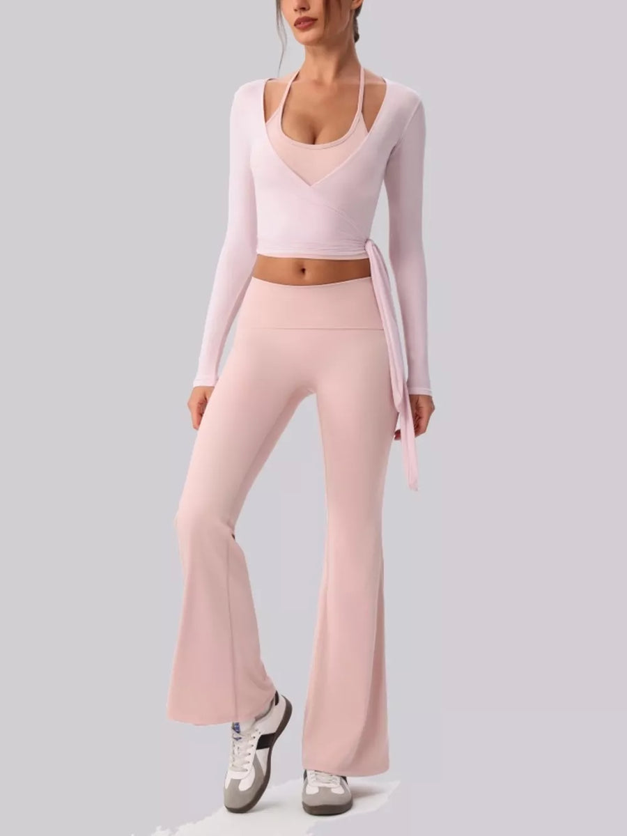 athleisure activewear set in Blush Pink with halter