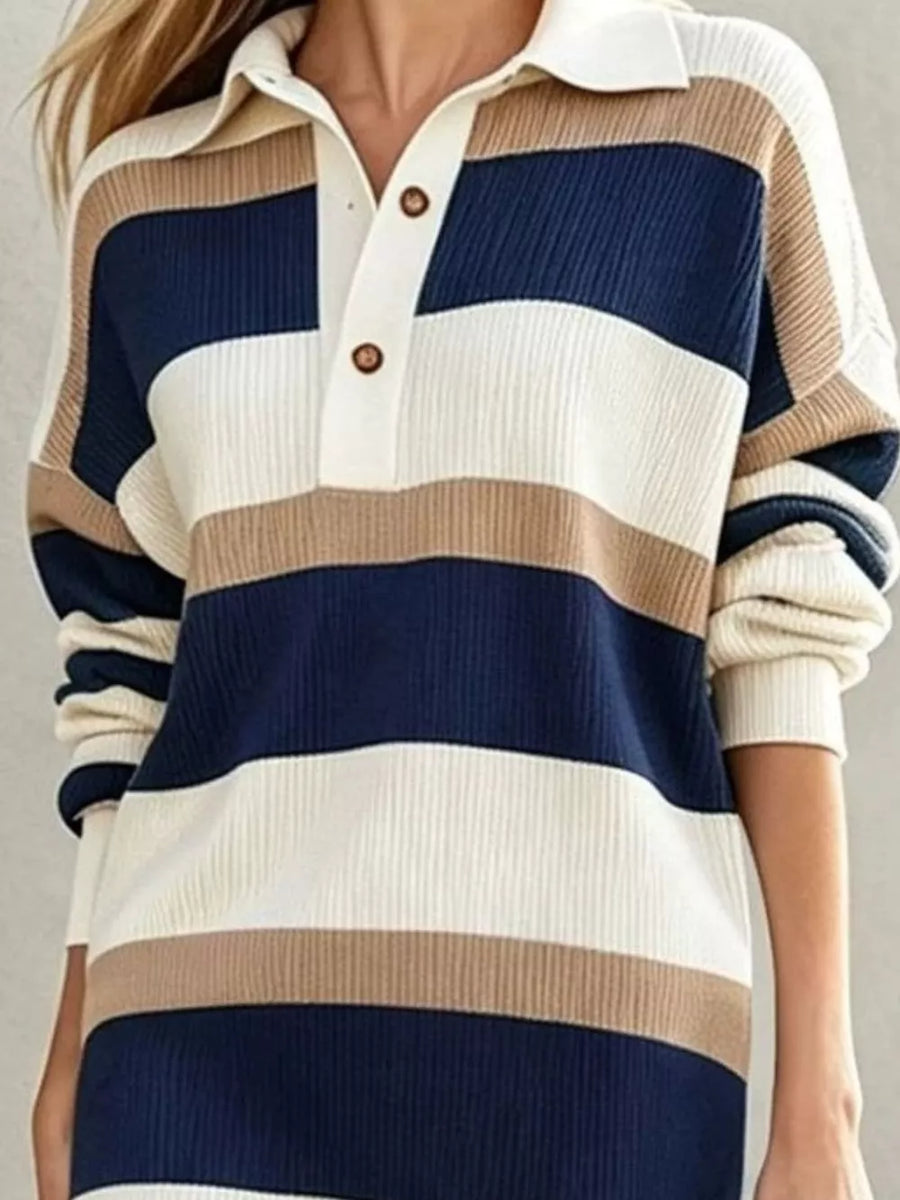 sweater dress in ivory with buttoned and midi