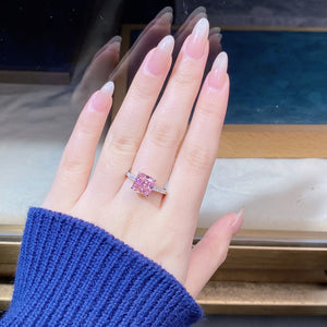 Pave 925 Sterling Silver Zircon Square Ring in silver