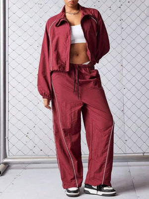 100% polyester Care instructions: Machine wash cold tracksuit in Dark Red with relaxed silhouette