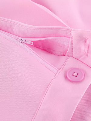 two-piece set in Pink with notch lapel and sleeveless