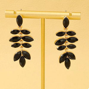 earrings in black featuring drop design and elongated fit