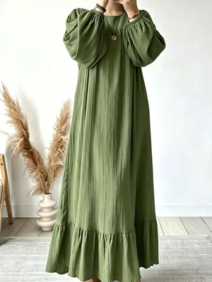 romantic maxi dress in Brown with round neck