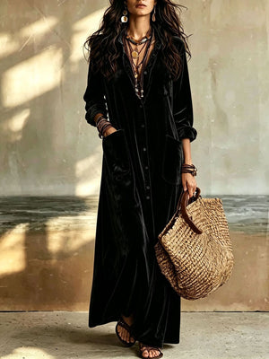 Burgundy shirt dress with pocketed and long sleeve