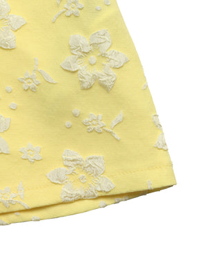 Textured Cropped Dress And Cardigan Set in Yellow with two-piece set