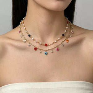 necklace in gold featuring layered and straight fit