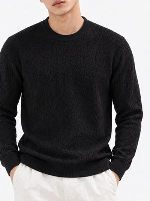 crewneck sweater in White with plus-size and hip-length