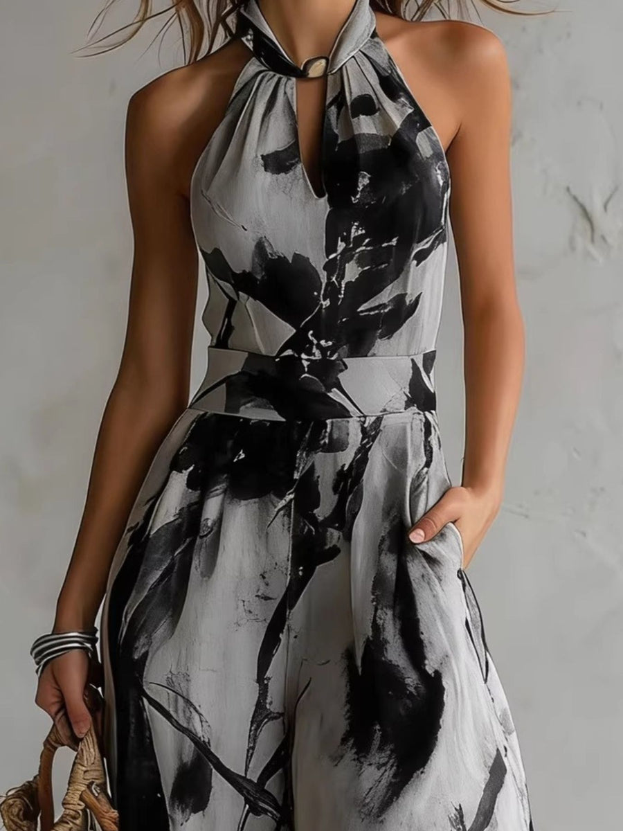 jumpsuit featuring abstract in Burnt Coral with 100% polyester Care instructions: Machine wash cold texture