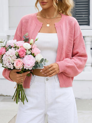100% acrylic Care instructions: Machine wash cold cardigan in Pink with relaxed silhouette