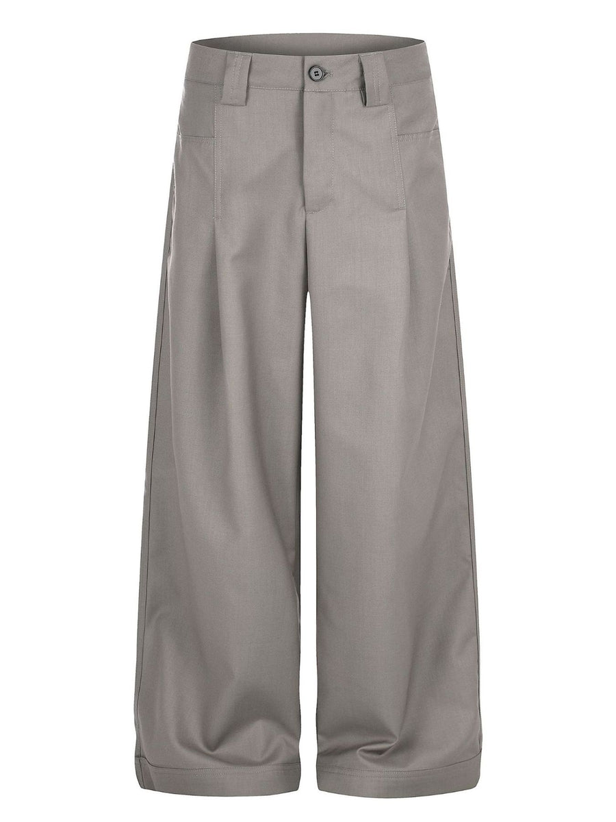 wide-leg pants in slate gray featuring adjustable and flared fit