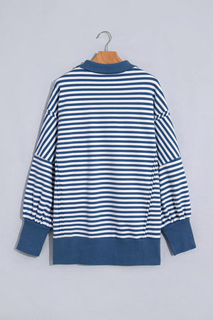 sweatshirt in white with buttoned placket and hip-length