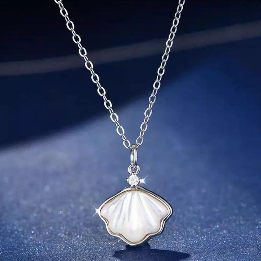 silver necklace with zircon accent and not applicable