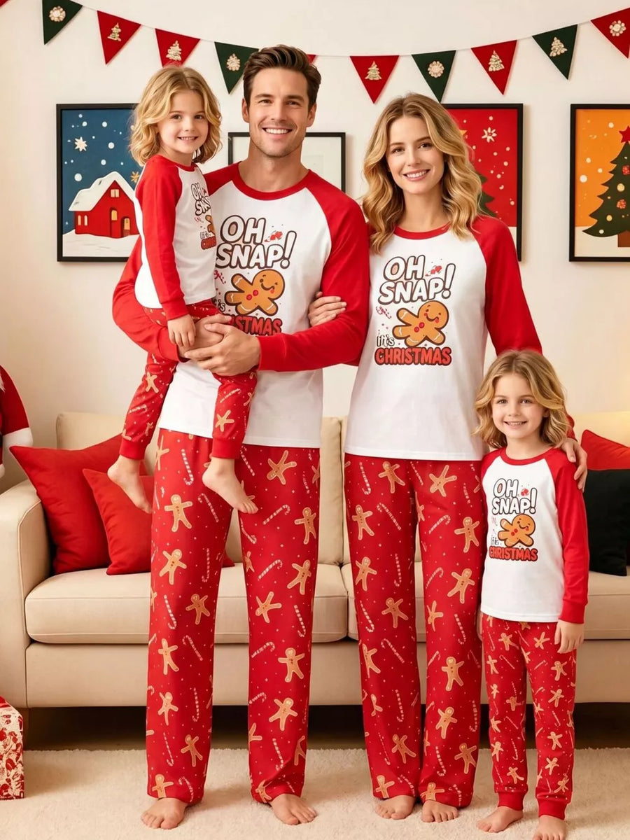 Kid-Red pajama set with hip-length, full-length and pullover, elastic