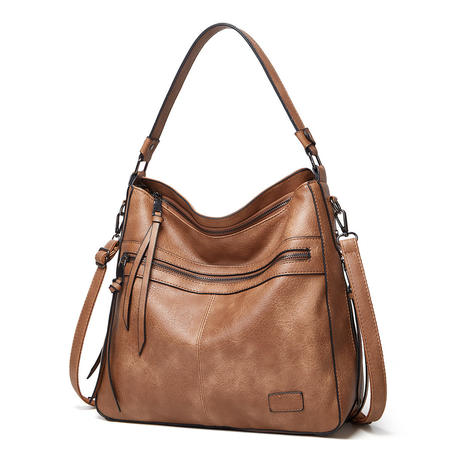 PU Leather Imported Size & hobo bag in Camel with hobo silhouette