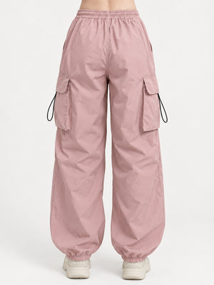 hot pink cargo pants with full-length and drawstring