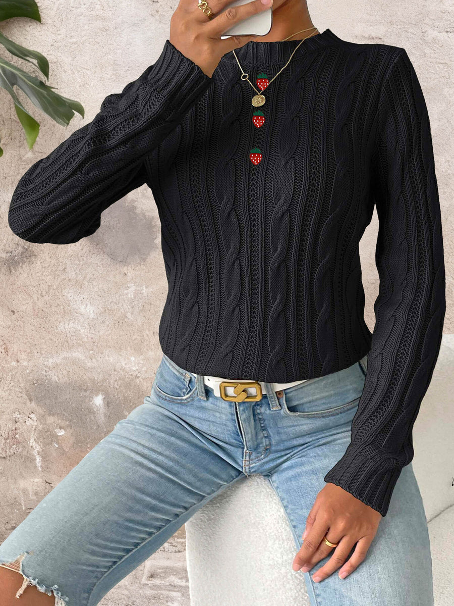 Khaki pullover sweater with embroidered and long sleeve