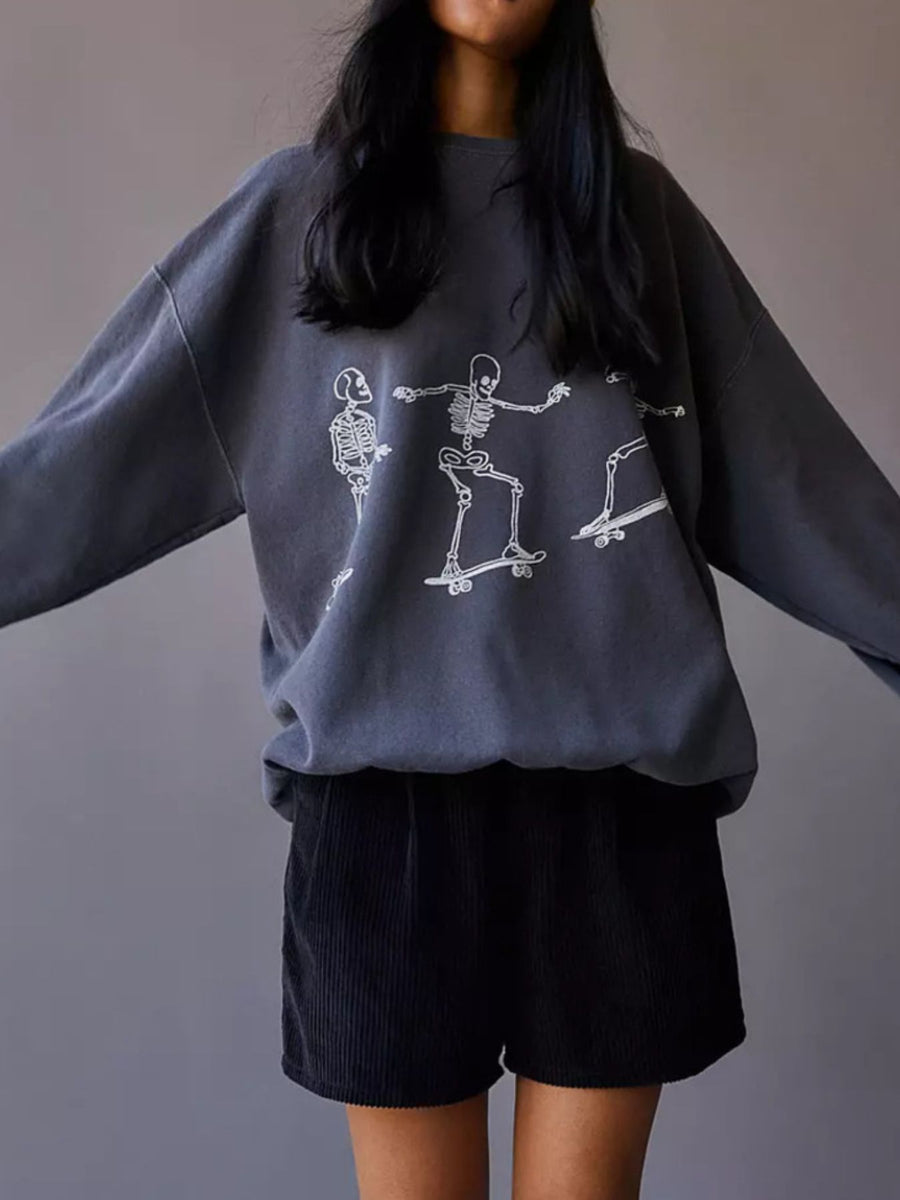 100% polyester Care instructions: Machine wash cold sweatshirt in Light Gray with oversized silhouette