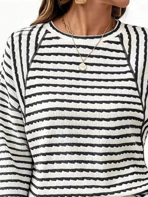 white t-shirt featuring basic style and striped
