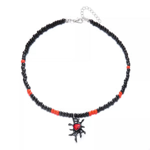 necklace in Black with spider web and beaded