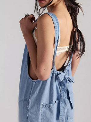 minimalist jumpsuit in Sky Blue with round neck