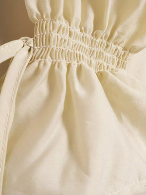 ivory blouse with ruffled and long sleeve