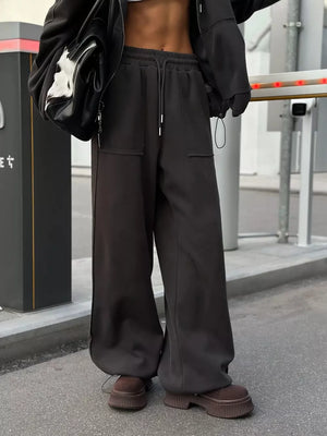 Oversized Zip-up Hoodie And Wide-leg Pants Set, view 12