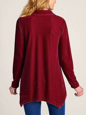 Wine Red relaxed button-down shirt with collared