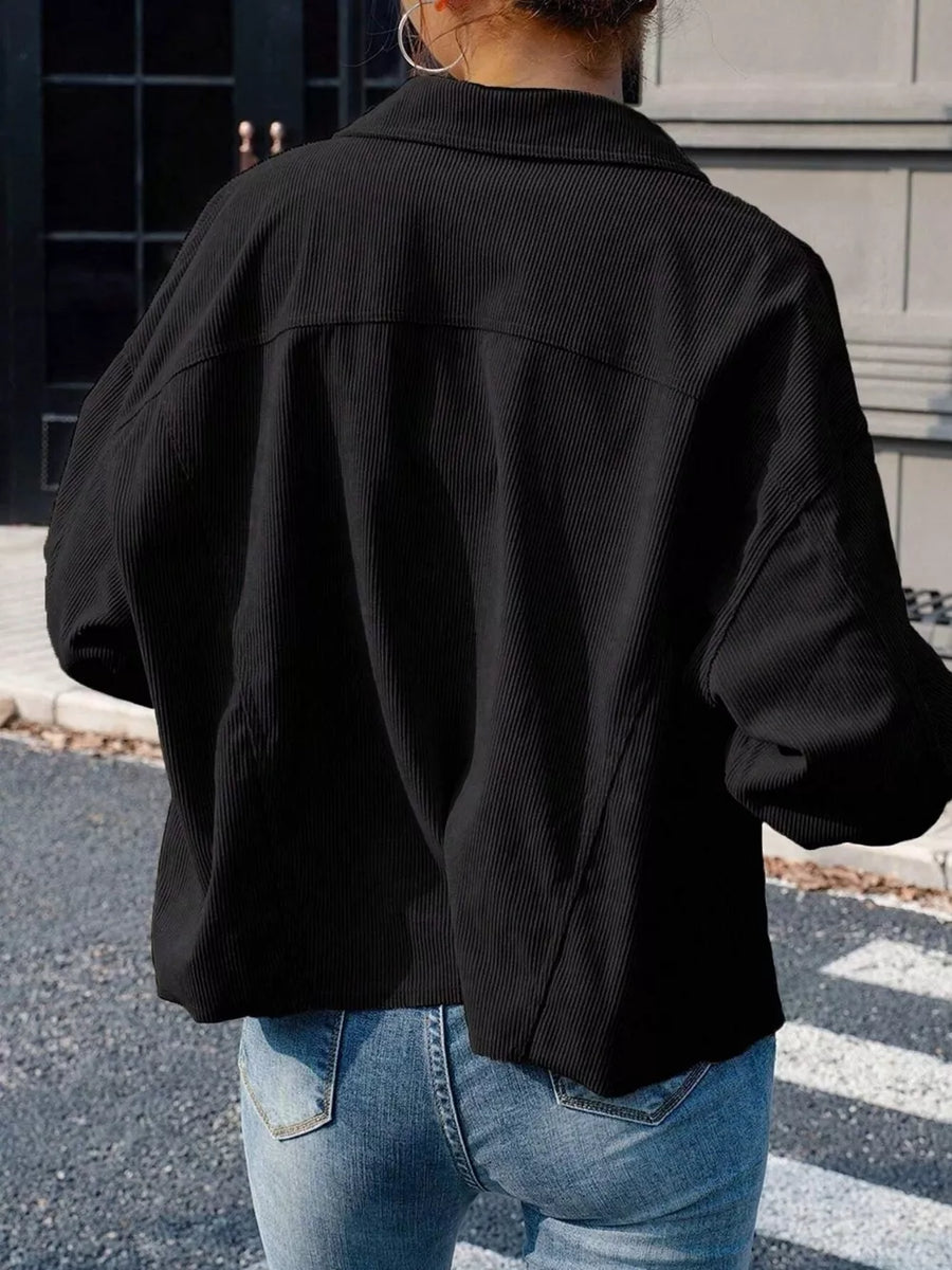 Light Brown shacket with pocketed and long sleeve