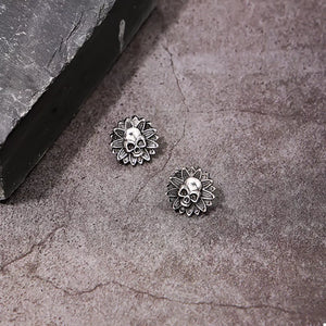 ACCESSORIES featuring skull-sunflower motif in antique silver with Alloy, Silver-plated Care instructions: Avoid wearing