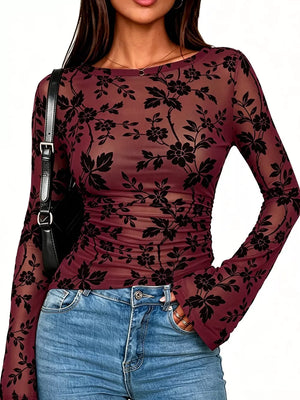 blouse in Camel with stretch and waist-length