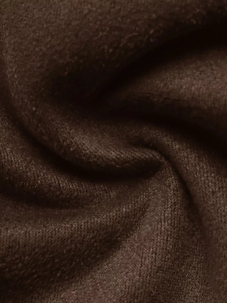 chocolate brown A-line shirt dress with notch lapel