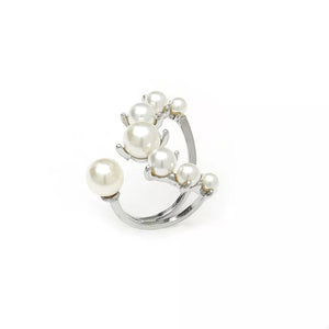 18k Gold-plated Synthetic Pearl Open Ring in Silver with open ring